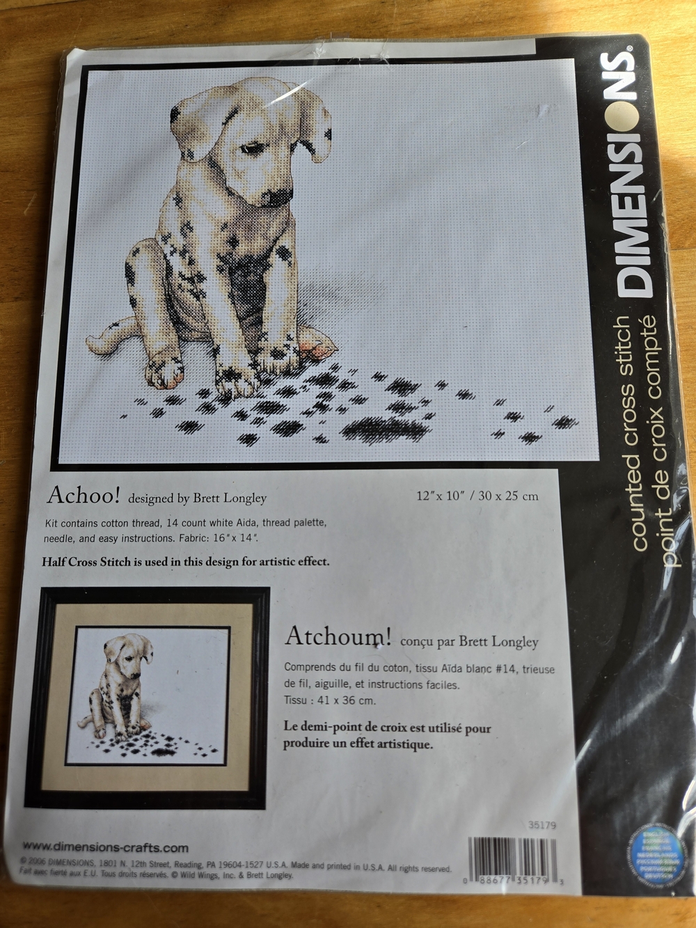 Dimensions 'Achoo!' Puppy Cross Stitch Kit - Cream and Black